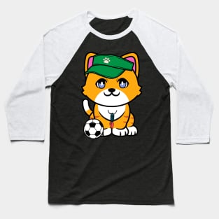 Funny orange cat is a soccer coach Baseball T-Shirt